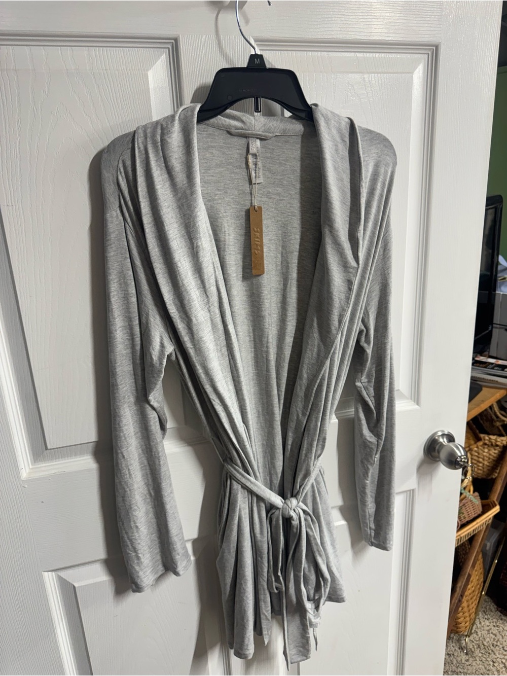 Skims Light Gray Women's Hooded Lounge Robe - Picture 1 of 5
